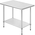 Kitchen Work Table Scratch Resistent and Antirust Metal Stainless Steel Work Table with Adjustable Table Foot Scratch Resistent, 24" x36"
