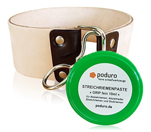 PODURO Stripping Leather / Hanging Strap Set Big Belt XXL Strop Extra Wide & Extra Long & Strop Paste
