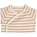 Niteo Baby Organic Cotton Kimono Onesie Bodysuit Long Sleeve with Side Snaps, Light Brown Stripes, 3-6M