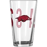 Logo Brands NCAA Overtime Pint Glass, 16oz (Arkansas Razorbacks)