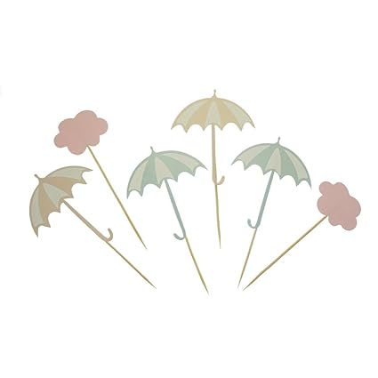 Amazon Com Gocrown Umbrella And Cloud Cake Cupcake Toppers Picks