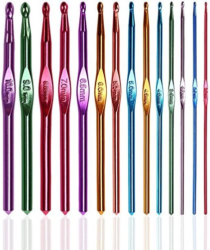 14Pcs/set Multicolor Aluminum Crochet Hooks Needles Knit Weave Craft Yarn For Handle Craft Tools 14 Size