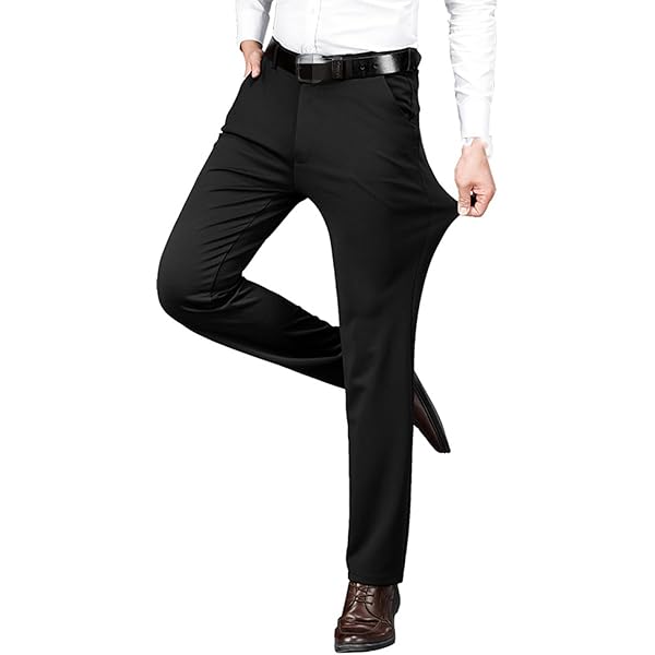 Stretch Straight Fit Trousers Men's TimelessFlex Dress Pants - High Stretch  Straight Fit Work Pants Dress Pants For Men Stretch