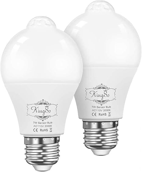 Amazon Led電球 広配光タイプ 人感センサー付き 明暗センサー 室内センサーライトト 自動点灯 消灯 センサーライト E26口金 Led センサー 60w形相当 2個セット 感応電球 電球色 Kingso Led電球
