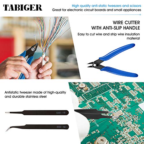Soldering Iron Kit Electronics 60W Adjustable Temperature Soldering Iron, 5pcs Soldering Iron Tips, Solder, Rosin, Solder Wick, Stand and Other Soldering Kits in Portable Toolbox - Thumbnail 3
