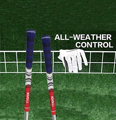 Kofull Multi Soft Rubber Compound Golf Grips for Golf Club, Set of 13, Unique Red/White/Blue Mixed Standard Size, Strong Anti-Slip