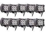 Led Spot Light Bar Lumitek 10PCS 18w Led Work Lights 4Inch Led Fog Light Driving Lights Led Off Road Lights for Trucks SUV Jeep Lamp Boat