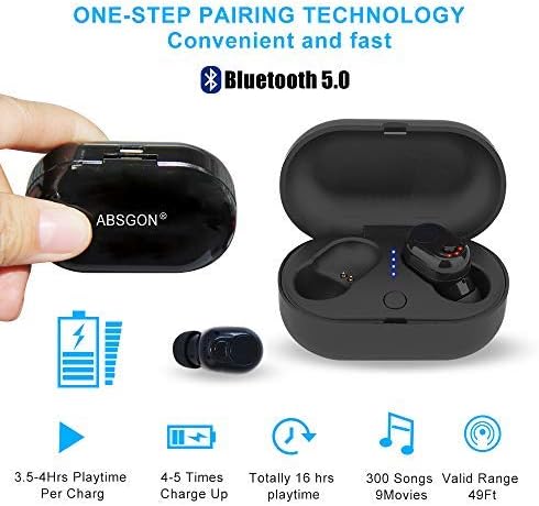 Wireless Earbuds, Mini Bluetooth Noise Cancelling Earbuds Headphones 5.0 True Wireless 16H Playtime Earphones with Mic and Charging Case - Black