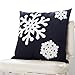 Hupplle Canvas Cotton Embroidery Throw Covers Christmas Snow Square Throw Pillow Covers Black