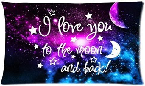Pillowcase Pillow Cover I Love You To The Moon And Back Space Nebula Universe Retro Galaxy Zippered Pillow Protector 20x30 inch (one side)