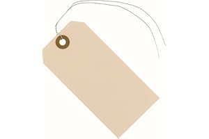 EZDOM Label Tags with Wire Attached - 4 3/4" x 2 3/8" Box of 100 Blank Manila Tags with Reinforced Hole and Metal Wire Ties, Labels with Wire