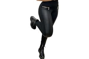 DAOAO Faux Leather Leggings for Women Pleather Pant Elastic Mid Waisted Stretchy Patch Zip Tights