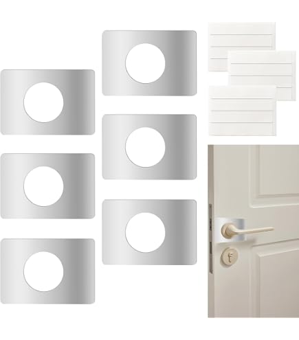 2-Pack Door Stiffener Plate – Stainless Steel Door Handle Cover Filler, Square Fixing Plate For Loose Door Knobs & Lever Locks (Silver)