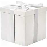 RUSPEPA Medium Birthday Gift Box with Lids, Ribbon and Tissue Paper, Collapsible Gift Box - 1 Pcs, 10x10x10 Inches, White