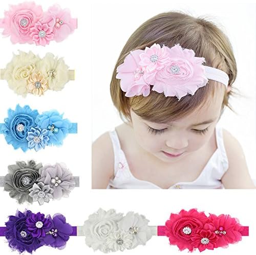 Kingyee Kids Baby girl flower headbands lovely hair bow hair band accessories and photography props (Flower 7 Package)
