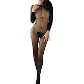 ZCGFKANYU Women Sexy Full Body Stockings Sexy Matte Lingerie Bodysuit Nylon Long Sleeve Bodystocking