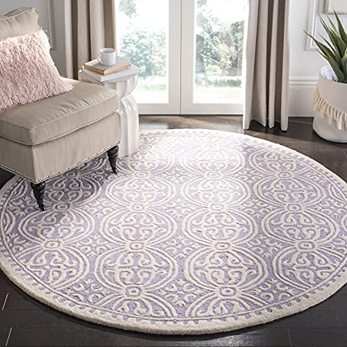 SAFAVIEH Cambridge Collection Area Rug - 4' Round, Lavender & Ivory, Handmade M…
