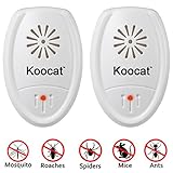 Set of 2 Koocat Ultrasonic Pest Repeller for Insects, Rodents, Mice, Rats, Ants, Spiders, Cockroaches, Bug, Premium Pest Control Repellent, Uses the Latest High-Effective Ultrasonic Technology