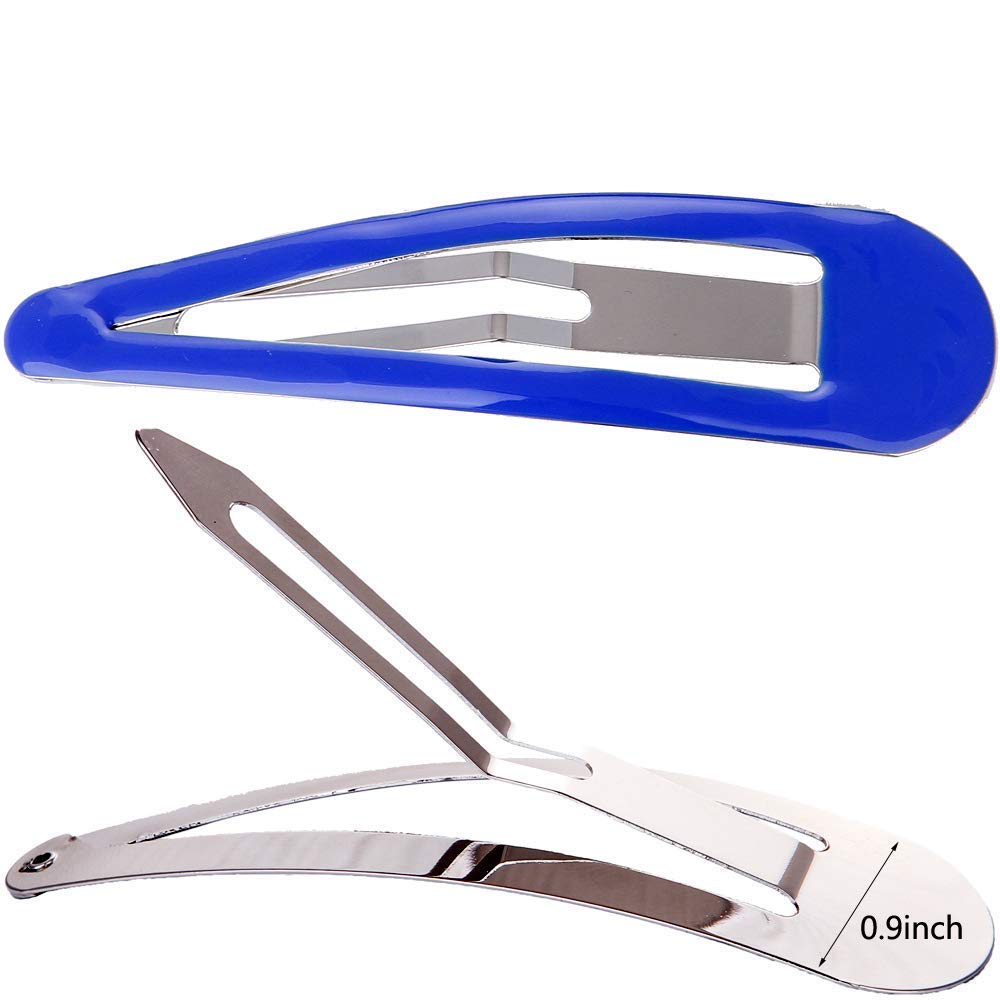 LONEEDY Pack of 10 Large Metal Stoving Varnish Hair Snap Clips,3.5 inch Long No-slip Hair Clips Barrettes For Women and Girls (Blue)