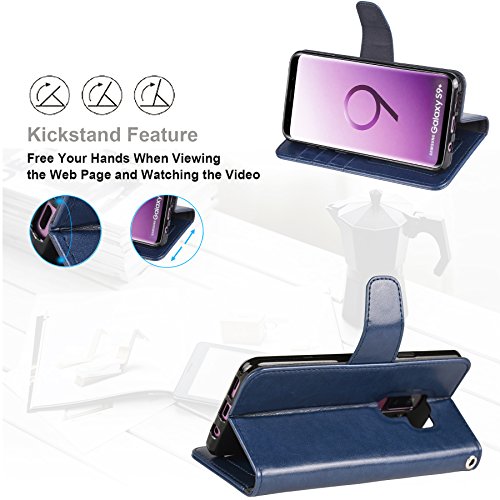 image for Galaxy S9 Plus Case, Arae [Kickstand Feature] PU Leather Wallet case w