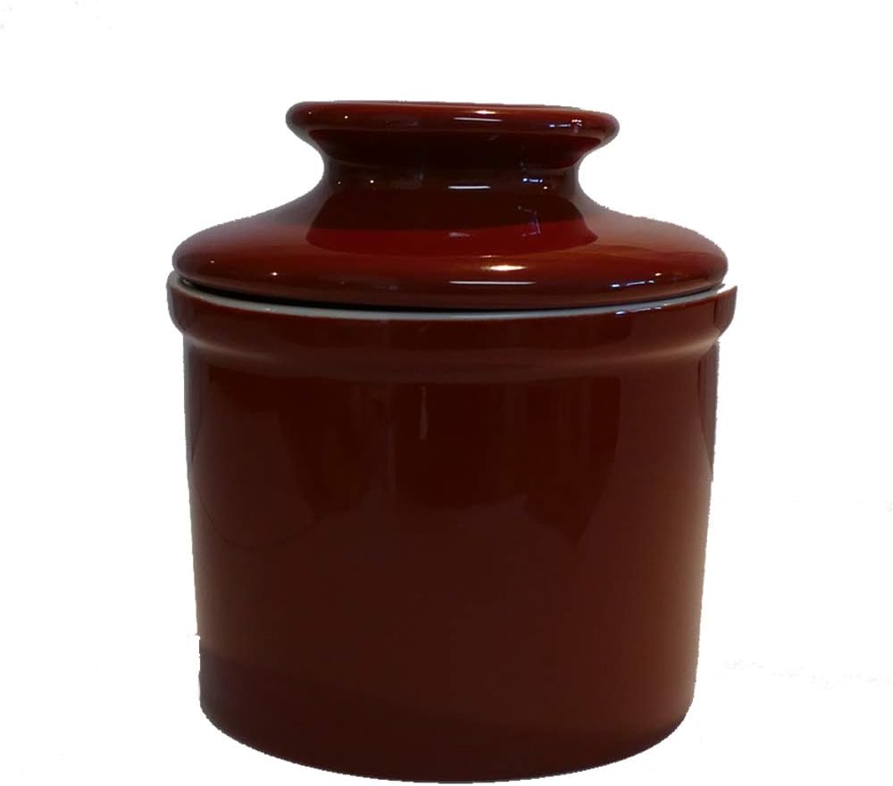 Cottage Creek Porcelain Butter Keeper French Butter Dish Butter Crock/Tabletop Butter Holder [Red]