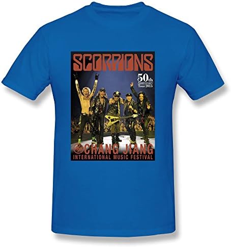 LENOJE Scorpions Band China Music Concert Men's Fashion Short Sleeve Tshirts O-neck RoyalBlue L