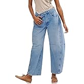 Kedera Women's Barrel Jeans Wide Leg Jeans Baggy Boyfriend Denim Pants Y2K Horseshoe Trousers School Relaxed Jeans