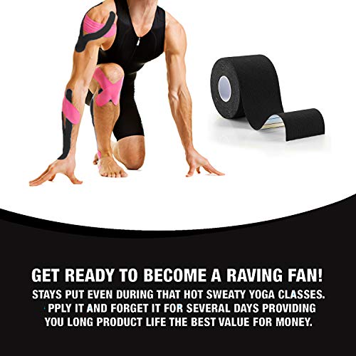 YOGU Athletic Sports Kinesiology Tape Muscle Pain Relief Injury Recovery Therapy Support Knee Shoulder Ankle Elbow Shin Neck Elastic Breathable Waterproof Adhesive Therapeutic Tape 16'x2" Uncut Roll - Thumbnail 3