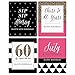 Chic 60th Birthday - Pink, Black and Gold - Birthday Gift For Women - Wine Bottle Label Stickers - Set of 4