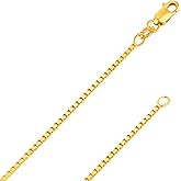 ITALIAN FASHIONS REAL Solid 14K Yellow or White Gold 0.50mm - 1.3mm Diamond-Cut Square Mirror Box Veneziana Chain Necklace with Lobster Claw Clasp | Multiple Lengths Available | Men Women | MADE IN ITALY
