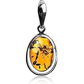 Ian and Valeri Co. Amber Oval Pendant Sterling Silver