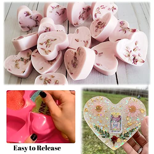 BAKER DEPOT 6 Holes Heart Shaped Silicone Mold For Chocolate Cake Jelly Pudding Handmade Soap Mould Candy Making Set of 2