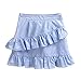 ELINKMALL Women Vintage Blue Bow Floral Embroidery Ruffle Mini Skirt