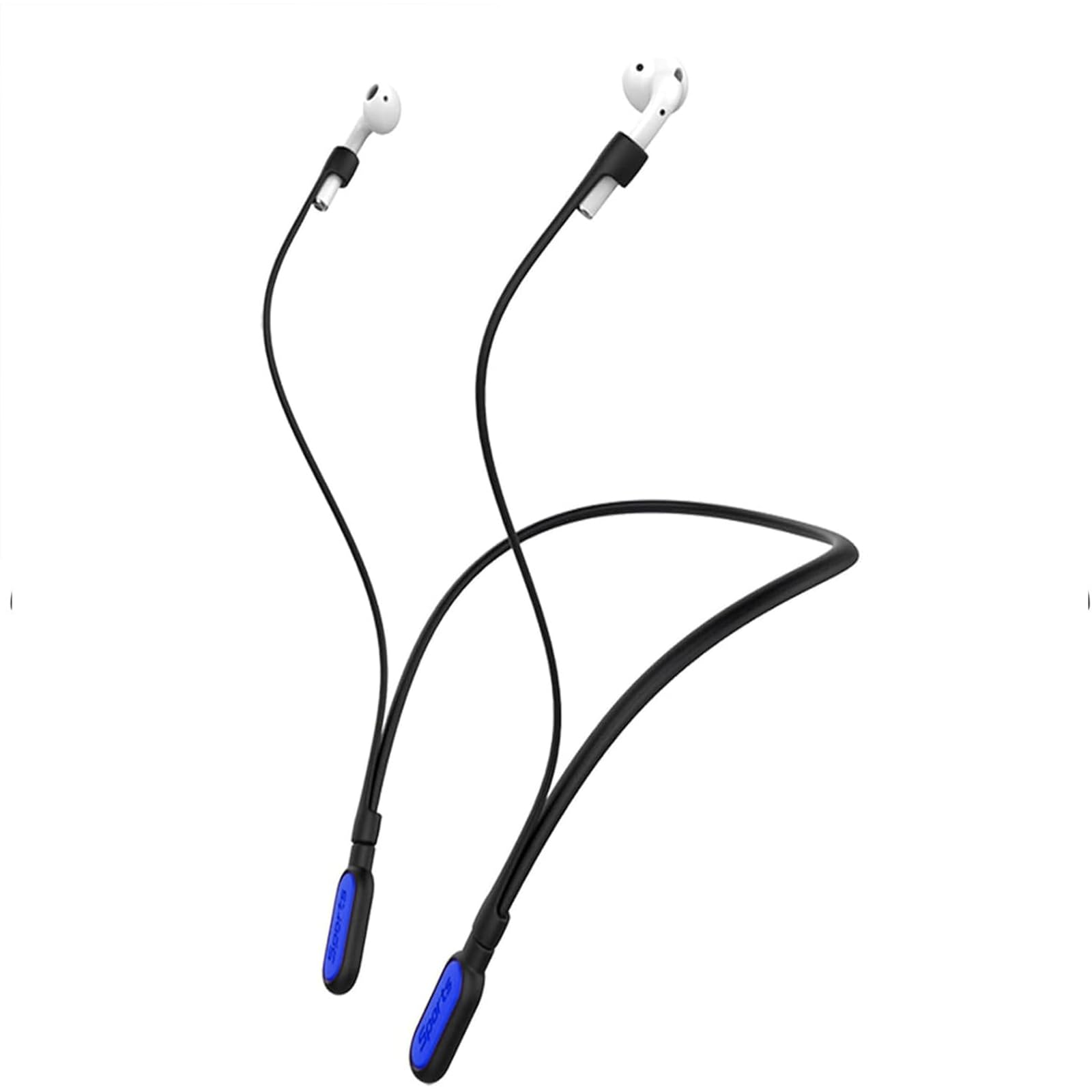 Photo 1 of GOGOSODU Compatible Airpods Strap, Silicone Anti-Lost Strap Wire Connector Sports Neckband Strap Compatible for Airpods Pro 3/2/1, Airpods 4, 3, 2, 1, Black with Dark Blue
