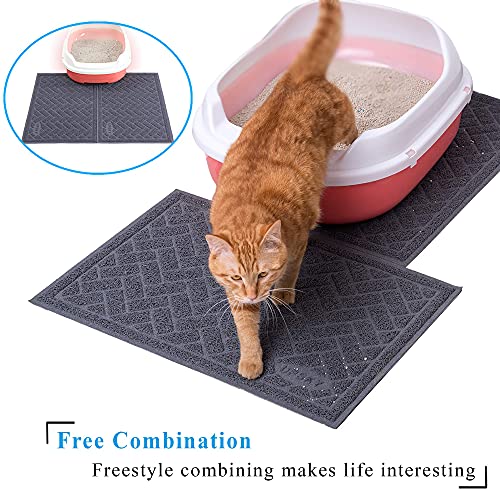 UPSKY Cat Litter Mats 2 Set of Cat Litter Pads, Cat Litter Trap Mats