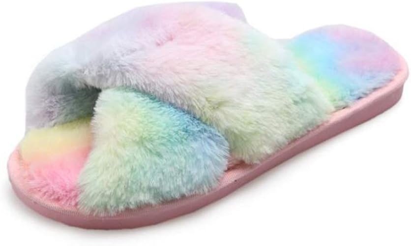 tie dye fuzzy slippers