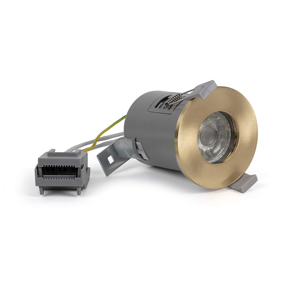 LIEBER Brushed Brass GU10 Fire Rated IP65 LED Ceiling Downlight for Bathroom, Bedroom, Kitchen Lighting | Interior Spotlights for Home or Office Renovations
