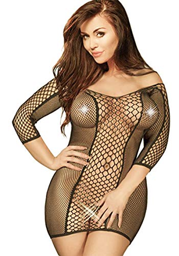 LOVELYBOBO 2 Pack Plus Size Women's Seamless Fishnet Chemise Sexy Lingerie Mesh Hole Full Length Sle - //medicalbooks.filipinodoctors.org