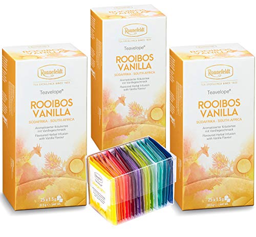 Ronnefeldt Teavelope "Rooibos Vanilla", Kräutertee mit Vanillegeschmack, 3 x 37,5 g + Probierset "Bunte Auswahl", 35,2 g (insg. 147,7 g)