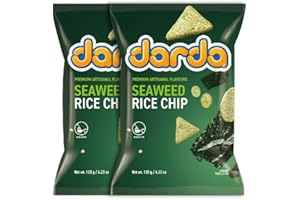Darda Seaweed Rice Chips - Air-Popped Crispy Rice Chip Snack with Korean Savory Seaweed Flavor, Low-Calorie Ksnack, Non-Fried, Zero Cholesterol, Light & Crunchy Snack Packs (Pack of 2)