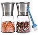 Premium Salt and Pepper Grinder Set of 2 - Refillable Coarseness Adjustable Stainless Steel Salt and Pepper Mill Shakers With Lid 6 OZ Glass Body And Free Cleaning Brush