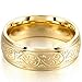 MOWOM 7mm Wedding Rings for Mens Women Water Resistant Stainless Steel Promise Bands Engraved Florentine Design (Gold Color, 7 Size)