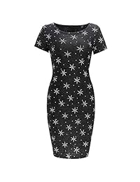 Vestido a media pierna con cuello en V casual de manga corta para mujer M90