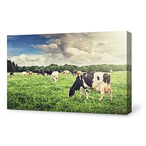 Canvas Wall Art for Living Room,Bedroom Home Artwork Paintings Cow Ready to Hang - 12x18 inches