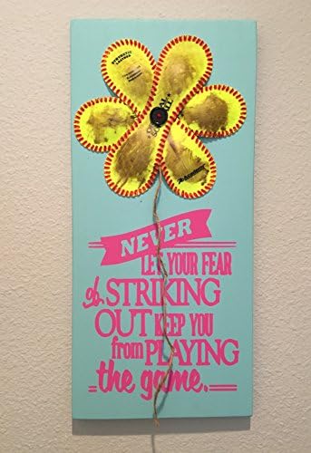 Softball Flower Never let your Fear of Striking Out Keep You from Playing the Game, Baseball Flower, Softball Decor, Baseball Decor,