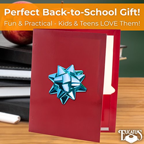 image for Eucatus Premium 2 Pocket Laminated Folders 6 Pack. Our 3 Hole, 12-1/2 