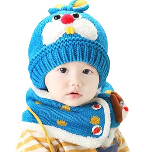 Kollmert Baby Boys Girls Scarf Infant Children Rabbit Teeth Scarf Child Scarf Hat Cap (Blue)