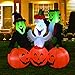 GOOSH Halloween Blow-up Inflatable Ghost in Pumpkin and Green Face Witch Combo for Halloween Outdoor Yard Decoration (5 Foot Tall)