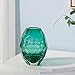 CASAMOTION Home Decor Gift Art Glass Vase with Hand Blown Cutting Modern Flower Tabletop Centerpiece for Office Kitchen, Living Room,Wedding Party Turquoise Color 6.7 inch Height