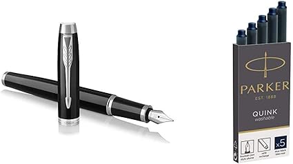 Parker IM -Pluma estilográfica lacada en negro con adorno ...